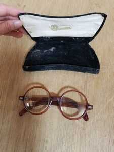 昭和　古い　丸眼鏡　ビンテージ　古道具　メガネ