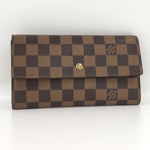 【中古】LOUIS VUITTON ポルトフォイユ インターナショナル 三つ折り長財布 ダミエ エベヌ N61217