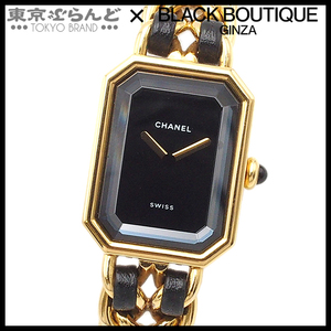 101665859 シャネル CHANEL プルミエール Sサイズ H0001 ゴールドxブラック SS レザー 腕時計 レディース クォーツ