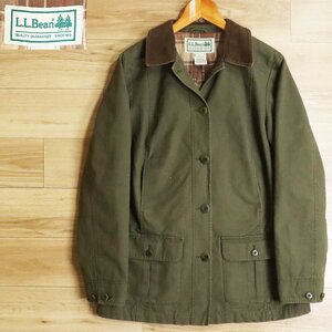 #2T/O10.15-5　L.L.Bean　エルエルビーン　ハンティングジャケット　襟コーデュロイ　レディース　S　カバーオール　ワークジャケット