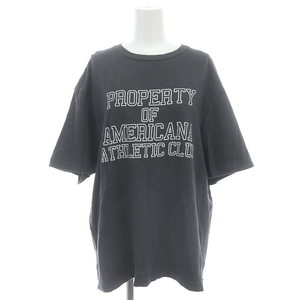 アメリカーナ AMERICANA フリーダムスリーブ シームレス プリントTシャツ 半袖 コットン F チャコールグレー 白