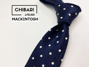 【超美品】MACKINTOSH　マッキントッシュ　ドット柄 ネクタイ 3本以上 送料無料 メンズ ネイビー　光沢　1203050