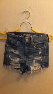 ★American Eagle★AEO short pants アメリカンイーグルレディースショートパンツ サイズ00 USED IN JAPAN EUR30