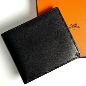 HERMES エルメス Hセリエ コンパクト ウォレット ２つ折り 財布 ノワール ブラック 黒 メンズ 超希少 レザー 革小物 ステッチ W刻印 2024