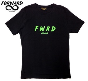 【M】FORWARD MILANO(フォワード ミラノ) プリント 半袖 Tシャツ ブラック×ネオングリーン