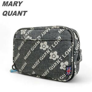 MARY QUANT マリークワント ポーチ 小物入れ アメニティバッグ 化粧ポーチ デニム調 グレー レディース シンプル キャンバス ナイロン