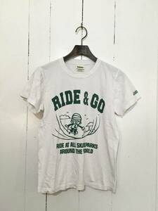 USA製☆Laundry XS 半袖Tシャツ 白 スケートボード パーク 染み込みプリント 緑 ランドリー