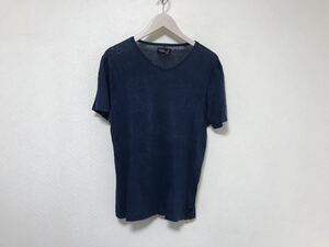 本物アニエスベーオムagnisbリネン麻半袖Tシャツメンズサーフアメカジミリタリービジネススーツストリート2Mポルトガル製ネイビー紺