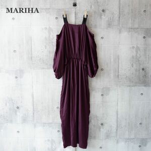 【MARIHA】マリハ　ロングワンピース　パフスリーブ　ボルドー　日本製