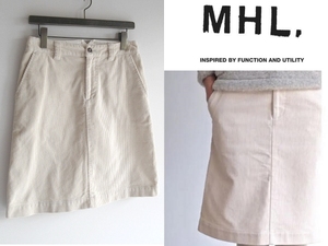 美品 MHL. マーガレットハウエル HEAVY CORDUROY 太畝コーデュロイ スカート 2 アイボリー 日本製 定価25300円 MARGARET HOWELL