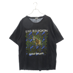 VINTAGE ヴィンテージ 90s BAD RELIGION AGAINST THE GRAIN バッドレリジョン プリント 半袖Tシャツ カットソー ブラック