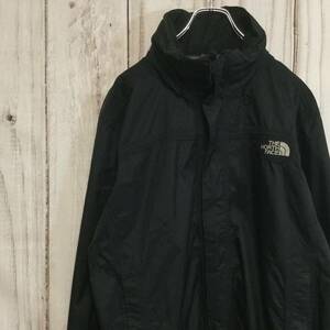 【ザノースフェイス ナイロンジャケット】 ロゴ刺しゅう フード付 M 黒 THE NORTH FACE HYVENT 長袖 古着 [240406-023]