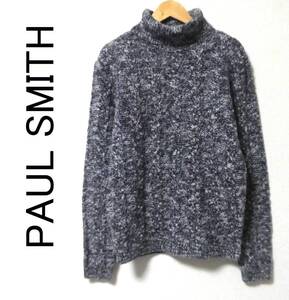 正規品 定価39,600円 PAUL SMITH ポールスミス MELANGE WOOL ケーブルニット M 白×紺 ホワイト ネイビー