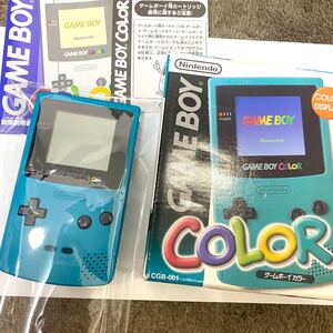 【新品同様】ゲームボーイカラー ■ほぼ　新品未使用　ターコイズブルー レア　GBC 任天堂 説明書 箱　Nintendo ニンテンドー　 CGB-001