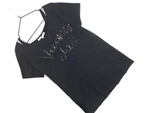 ネコポスOK 23区 スパンコール ロゴ Tシャツ size40/濃紺 ■◆ ☆ efb0 レディース