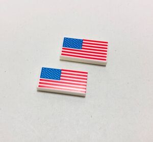 【新品未使用】レゴ　LEGO　プリントタイル　1x2 アメリカ　USA 2枚　１×２