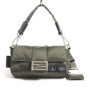 未使用品▼FENDI フェンディ PORTER ポーター 7AS138 バケット ミニ フォンケース 2WAY ナイロン レザー ボディバッグ グレー系 袋付き