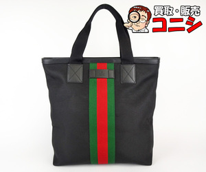 【質コニシ】【GUCCI/グッチ】テクノキャンバス トートバッグ 631245 黒 ブラック ウェブライン メンズ レディース【送料無料】j2485b