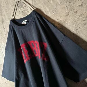 ケボズ　Keboz　Tシャツ　フロッキープリント　センターロゴ　紺　L〜XL　ネイビー　大きめ　古着　人気ブランド