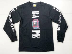 ☆ 美品 A BATHING APE アベイシングエイプ ロンT ブラック S　長袖 Tシャツ チェック BAPE 大猿 APE HEAD ☆