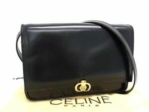 1円 CELINE セリーヌ マカダム ヴィンテージ レザー 2WAY クロスボディ ショルダーバッグ クラッチバッグ レディース ブラック系 AX6970