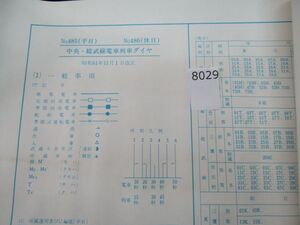 п8029　AS 【鉄道 運行図表】中央・総武線電車列車ダイヤ 平日・休日 昭和61年11月1日改正 鉄道 ダイヤグラム