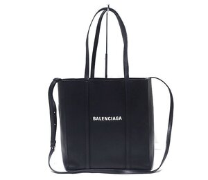 2024現行 定価16.3万 美品 BALENCIAGA バレンシアガ EVERYDAY XS エブリデイ トートバッグ 2WAY ショルダーバッグ 551810 レザー ブラック