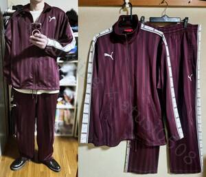 プーマ 希少カラー エンジ セットアップ トラックスーツ ジャージ 上下 S M L 古着 ヴィンテージ PUMA USED VINTAGE Track suit 