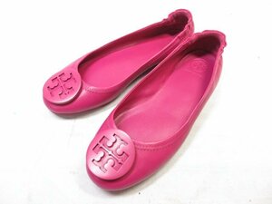 HH美品 【トリーバーチ Tory Burch】 プレート付き♪ レザー フラットシューズ 婦人靴 (レディース) size6M ピンク系 □15LZ4629□