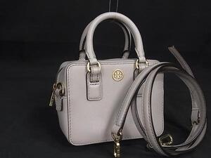 1円 ■極美品■ TORY BURCH トリーバーチ レザー 2WAY クロスボディ ミニバッグ ハンドバッグ ショルダー 斜め掛け グレー系 FJ3062