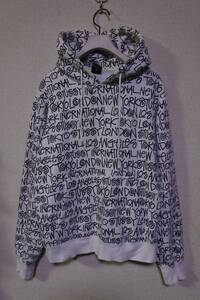 STUSSY WORLD TOUR Hoodie size S スウェット パーカー 総柄 ホワイト