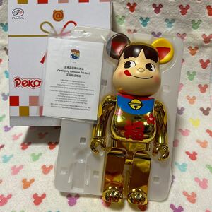 BE@RBRICK 招き猫 ペコちゃん 福 金メッキ 400% ベアブリック 不二家　未使用