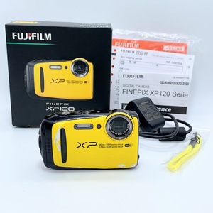 【K-69】　デジタルカメラ　FUJIFILM　FINEPIX　XP120　富士フィルム　ファインピクス　イエロー　チャージャー付き　防水　現状品