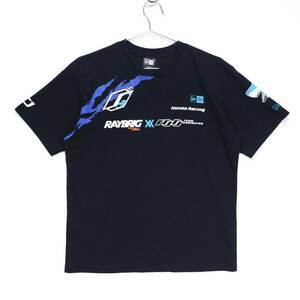 【送料無料】RAYBRIG(レイブリック)×TEAM KUNIMITSU(チームクニミツ) 2019 NEWERA Tシャツ/Honda Racing/ニューエラ/ブラック/Lサイズ