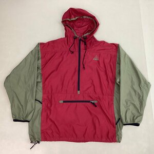 ■レア 90s NIKE ACG ナイキ エーシージー アノラックパーカー ナイロンジャケット ヴィンテージ メンズ サイズXL 赤xカーキ/0.28kg■