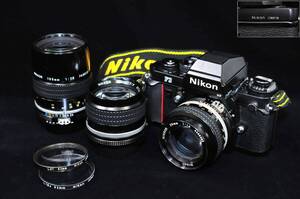 【カメラ】　NIKON　ニコン　F3　HP ハイアンポイント ボディ　レンズ：50mm　85mm　135mm　※作動未確認　03112040-1