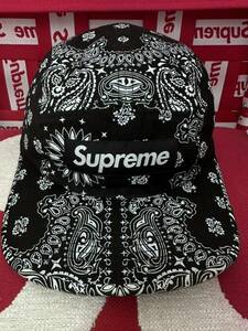 ⑩☆希少☆超激レア☆Supreme Bandana Camp Cap 黒 ブラック バンダナ キャンプ キャップ ボックスロゴ ペイズリー