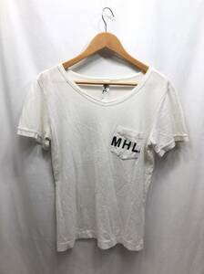 MARGARET HOWELL 半袖 Tシャツ レディース サイズ2 ホワイト Vネック MHL. マーガレットハウエル 24082602