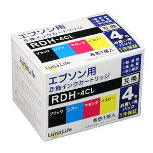 まとめ得 ワールドビジネスサプライ Luna Life エプソン用 RDH-4CL 互換インクカートリッジ 4本セット x [2個] /l