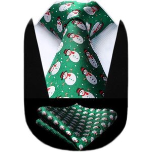 ☆人気商品 HISDERN クリスマス ネクタイ チーフ セット アクセサリー 男性 ギフト Christmas Tie 5