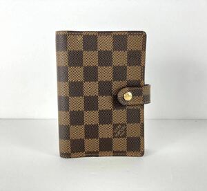 【SN119】 美品 LOUIS VUITTON ルイヴィトン ダミエ アジェンダPM 6穴式 手帳カバー スケジュール帳 ブラウン系 CA0025 