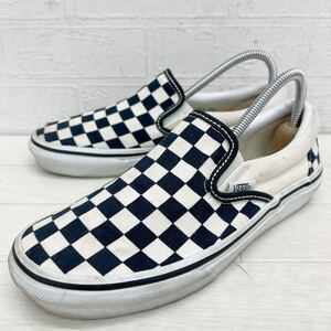 1524◎ VANS バンズ 靴 シューズ スニーカー スリッポン フラットソール ブロックチェック ブラック ベージュ レディース23.0