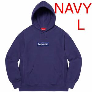 新品 国内正規品 21AW L Supreme Box Logo Hooded Sweatshirt Washed Navy ネイビー パーカー north face ボックスロゴ 24ss 22aw 24aw