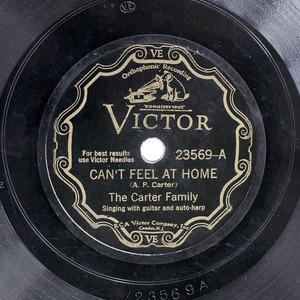 US盤 CARTER FAMILY/CAN’T FEEL AT HOME / WHEN I’M GONE/VICTOR 23569