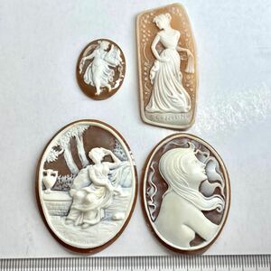 ☆シェルカメオ4点まとめ 103.5ct☆O 宝石 ジュエリー shell cameo jewelry 貴婦人 作家物 w4 A26