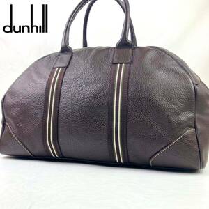 1円【未使用級×定価35万円】dunhill ダンヒル ボストンバッグ 大容量 旅行 出張 メンズ ビジネス レザー 本革　ゴルフ　ダークブラウン