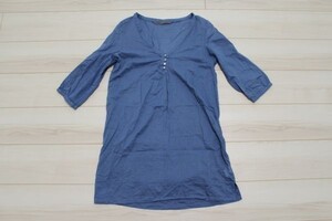 rem5-338 ZARA BASIC 女性 チュニック 七分袖 青 XS