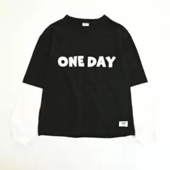 新品130ー160  ONE DAY　レイヤード風ロングＴシャツ