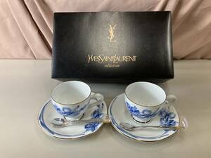 YSL　イヴ・サンローラン　ペアコーヒーセット　カップル　YC-630　金彩　ヤマカ陶器　キッチン用品