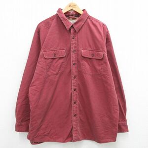 XL/古着 エルエルビーン LLBEAN 長袖 ブランド シャツ メンズ 00s 大きいサイズ コットン エンジ デニム 内側フランネル 24jan30 中古